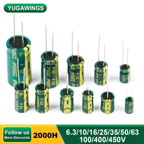 Capacitor 6.3V 10V 16V 25V 35V 50V 63V 100V 400V 450V Low ESR Aluminum Electrolytic Capacitor Lead W