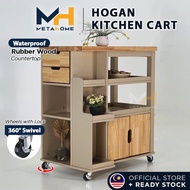 MetaHome HOGAN Kitchen Cart with Wheels 💛Portable Kitchen Table Island Tray Trolley Rack Cabinet MOD