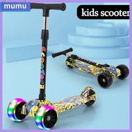 MUMU with Flash Wheels Children Scooter Adjustable Height Foldable Kids Scooter Sport Toy Lightweight 3 Wheel Scooter for 3-12 Year Kids