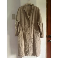 Preloved Uniqlo Linen Blend Beige Long Jacket Coat