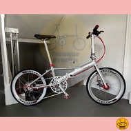 Fnhon Monsoon 22” • 10 Speeds Shimano Tiagra • Litepro CST Folding Bicycle Foldie Folding Fold Bike • 451 tyres • 20” inches Polished Silver Red • Crius Velocity Master Gust Tornado Blast Dahon Tern Bifold • Customise My Bicycle •