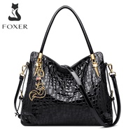 Túi Xách Da Thật FOXER Cho Nữ Túi Đeo Vai Túi Xách Thời Trang Đính Kim Sa Sức Chứa Lớn Đi Làm