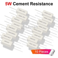 10pcs/lot 5W Cement Resistor 0.1R 0.22R 0.25R 0.5R 1R 2.2R 4.7R 5R 10R 15R 20R 22R 47R 100R 470R 1K 
