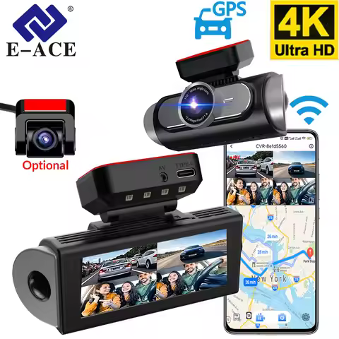 E-ACE 4K 360° 4-Channel DashCam With 5.8GHz WiFi & GPS 4K Front 1080P Left/Right Optional Rear Hardw