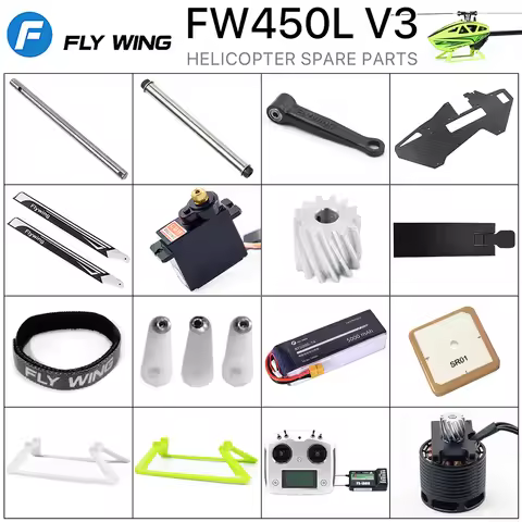 FlyWing FW450L V3 RC Helicopter Parts Battery Motor ESC Servo Main Shaft Gear Rotor Housing Control