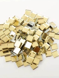 100pcs 0.39 Inch Golden Mirror Mosaic Crystal Glass Colorful Mosaic Tile Craft Material for Creative