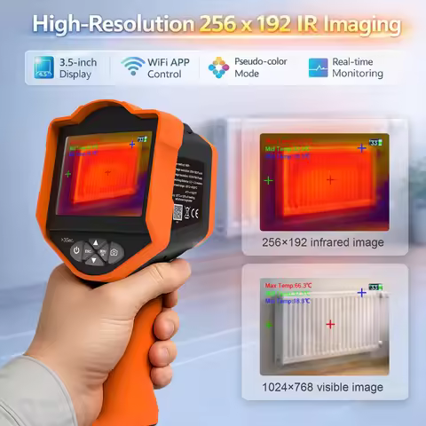 Handheld Thermal Imaging Camera with 3.5" LCD Screen, 256x192 IR & 1024x768 Visible Resolution, -4°F