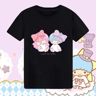 Littletwinstars Gemini Joint Cartoon Related Short Sleeve T-shirt Soft Girl Student Loose Couple Out