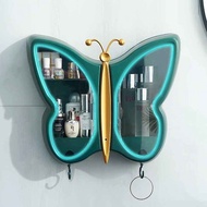 免打孔浴室壁掛收納櫃蝴蝶化妝箱收納架大容量儲物架 - # Green