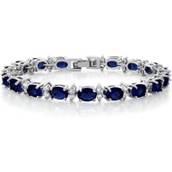 Gem Stone King 20.00 Ct Gorgeous Oval and Round 7 Inch Sparkling Cubic Zirconia CZ Tennis Bracelet F