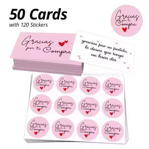 Spanish Thank You Stickers Thank You Card Merci Sticker for Business Packaging Home Made Round Stick