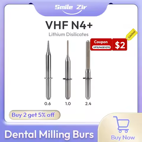 VHF N4+ Dental Milling Burs for Zirconia PMMA DC NC 0.6/1.0/2.4 Diamond Coating D3 Dental Lab Grindi