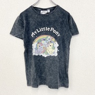 古著小馬寶莉短袖T卹，獨角獸和彩虹圖案，淺灰色，小號