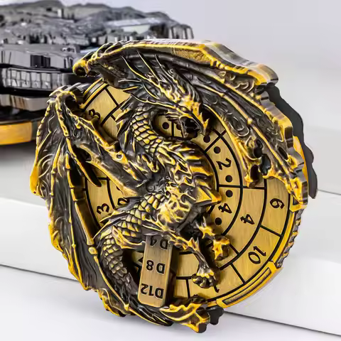 7 in 1 Spinner DND Metal Dice 3D Relief D&D Unique Polyhedral Dice for RPG Role Playing Gaming Dunge