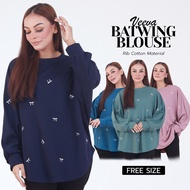 KM Muslimah Veeva Ribbon Embroidery Batwing Blouse [B8686]