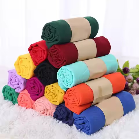 Women Big Size Plain Solid Cotton Rayon Hijab Scarf Lady High Quality Wraps and Shawls Musulman Head