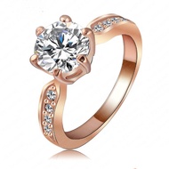 Rose Gold Silver925 &Swarovski Diamond Ring Stone Cincin Women Adjustable