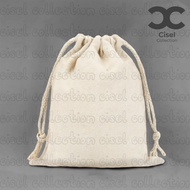 Cisel Plain Drawstring Pouch Premium Canvas Material Small Size 15x20 Large 25x30
