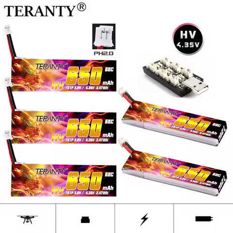 1/3/5/10PCS TREANTY 1S 4.35V HV Lipo Battery 3.8V 650mAh 60C/120C For Emax Tinyhawk King Kong Ldarc 