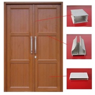 Bahan profil pintu aluminium, kusen, panel, Batangan 6 m, (SERAT KAYU)