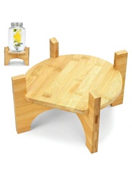 1pc Drink Dispenser & Beverage Dispenser Stand (Natural Bamboo). Fits Up To 8.66 Inch (21.9 Cm) Glas