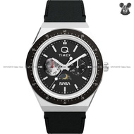 TIMEX TW2Y56800 Men's Analog Watch Q TIMEX NASA Moon Graphic Blue Marble Day Night Quartz 40mm Black