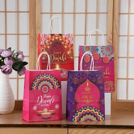 2025/Indian Row Lamp Festival  Deepavali Kraft Paper Bag/21 * 15 * 8cm Tote Bag/Holiday Diwali Gift 