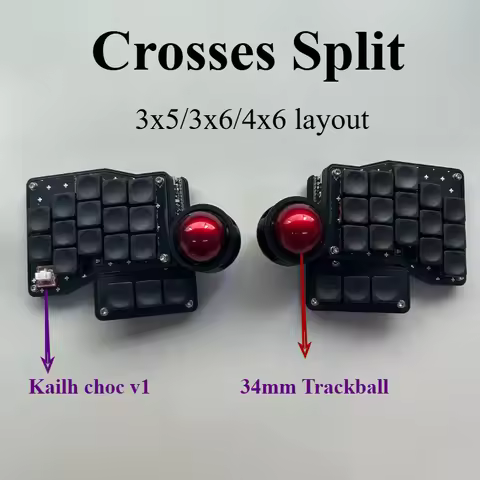 3x5/3x6 Crosses Low Profile Split Keyboard Trackball Screen Hot Swap Wired QMK/wireless ZMK Kailh Ch