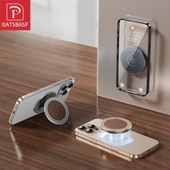 Oatsbasf Metal Foldable Double-Sided Magnetic Phone Holder Wooden Phone Stand Phone Grip Kickstand