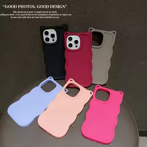 Cute Cat Ear Candy Color Silicone Waves Case For Oppo Reno 3 4 5 7 10 11 12 13 FS 14 Pro 14F 13F 12F