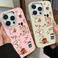 Disney Mickey Cute Phone Case Compatible for IPhone 11 12 13 Pro 14 15 7 8 Plus SE 2020 XR X XS Max TPU Soft Casing Metal Lens Protector with Shockproof Large Hole Frame