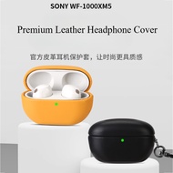 Genuine Leather Case for Sony XM5 Bluetooth Earphone Accessories Lychee Cowhide Cover