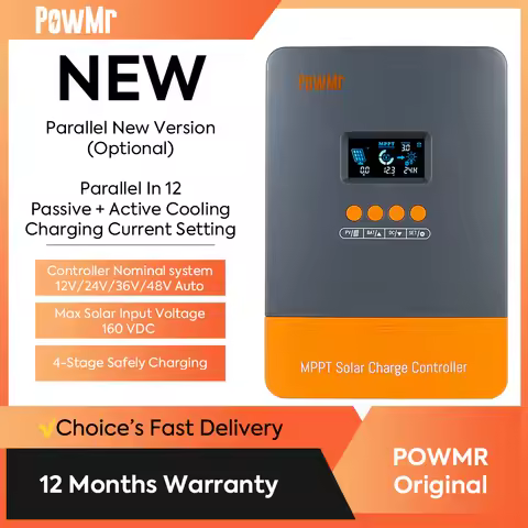 PowMr MPPT 60A Solar Charge Controller 12V 24V 36V 48V Battery Regulator For Lithium, LiFePo4, Lead-