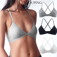 ZXYOUPING Cotton on Sports Bra for Woman Sexy Lingerie Deep V Triangle Cup Cross Back Non Wire Padded Bra