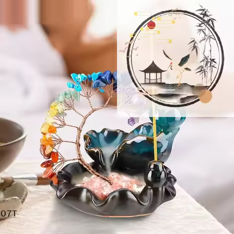 7 Chakra Tree Healing Crystal Stone Money Tree Incense Burner Home Decor Housewarming Gift Feng Shui