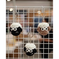 GANTUNGAN Cute black & brown sheep head knitted keychain sheep amigurumi keychain