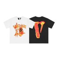 POP SMOKE* VLONE co-branded 2022 new smiley demon skull short sleeve loose T-shirt summer