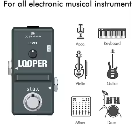 Stax Guitar Looper Pedal Digital Loop Effect Pedals 10 Mins Loop Box Recording Time Rowin Bass Guita