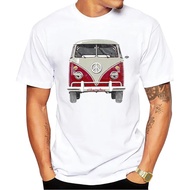 TEEHUB Vintage 1960s Bus Men T-Shirt Retro Red Bus Surf Printed T Shirts Short Sleeve Tshirts Haraju