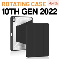 iPad Case 10th Gen 10.9 10th Generation Rotating Leather 360° Clear Cover with Pencil Holder Casing