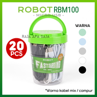KABEL DATA ROBOT 1 TOPLES ISI 30 20 10 PCS Micro USB Robot RBM100 Isi 10pcs & 30pcs - Kabel Charger