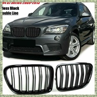 (E L X I) Glossy Black Front Bumper Dual Slat Front Kidney Grill Grille For-BMW X1 Series E84 SDrive XDrive 2009-2015