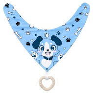 Littleforbig Adult Bib Waterproof 2-in-1 Little Blue Bandana Bib with Dog Biscuit Teether - Soft Mil