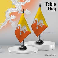 Bhutan Country Table Flag, Smooth Velvet Fabric + Wooden Stand Table Flag/, Room Decoration