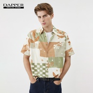DAPPER เสื้อเชิ้ตแขนสั้น Bloom Block Print สีน้ำตาล