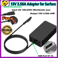 Microsoft Surface Pro 3/ Pro 4/ Pro 5 / Pro 6 / Pro 7 Laptop Charger 15V 2.58A 44W with 5V 1A 15V 2.