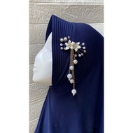 Lily flower hijab brooch with two gems hijab pin accessories accessories women hijab jarum peniti hi