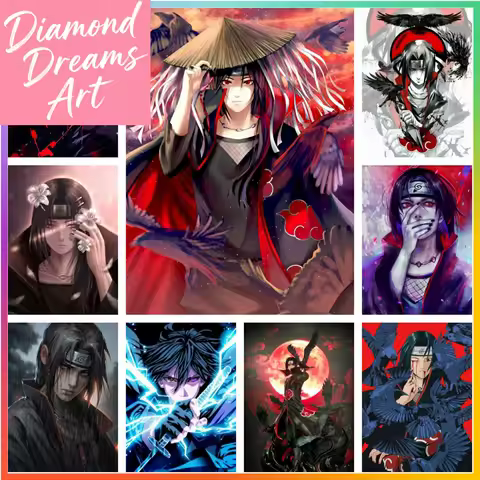 Uchiha Itachi Naruto Cartoon Diamond Painting Art Cross Stitch Kit Mosaic Embroidery Wall Decoration