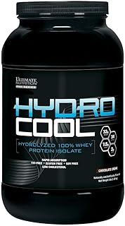 Ultimate Nutrition Hydro Cool HydrolyzedPowder, Whey Protein Isolate, Post Workout Drink with No Bloating,No Fat, No Gluten, Muscle Recovery with BCAA, 33 Grams of Protein, 3 Pounds, Chocolate