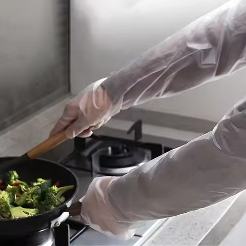 Disposable long arm gloves, sleeve sleeves, integrated waterproof, extended and thickened CPE hand f